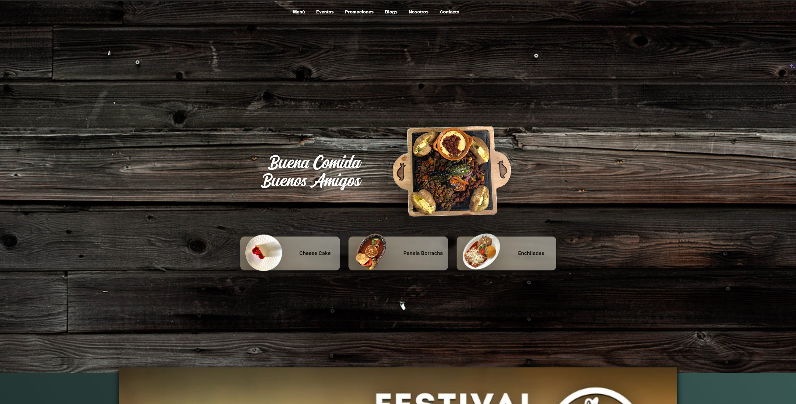 Barrigas restaurant website homepage