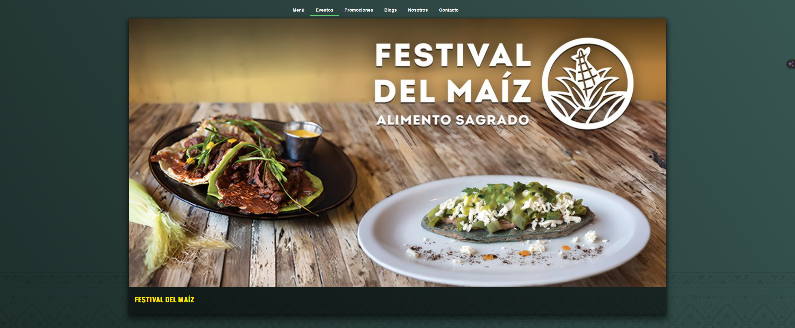 Barrigas restaurant website interior pages