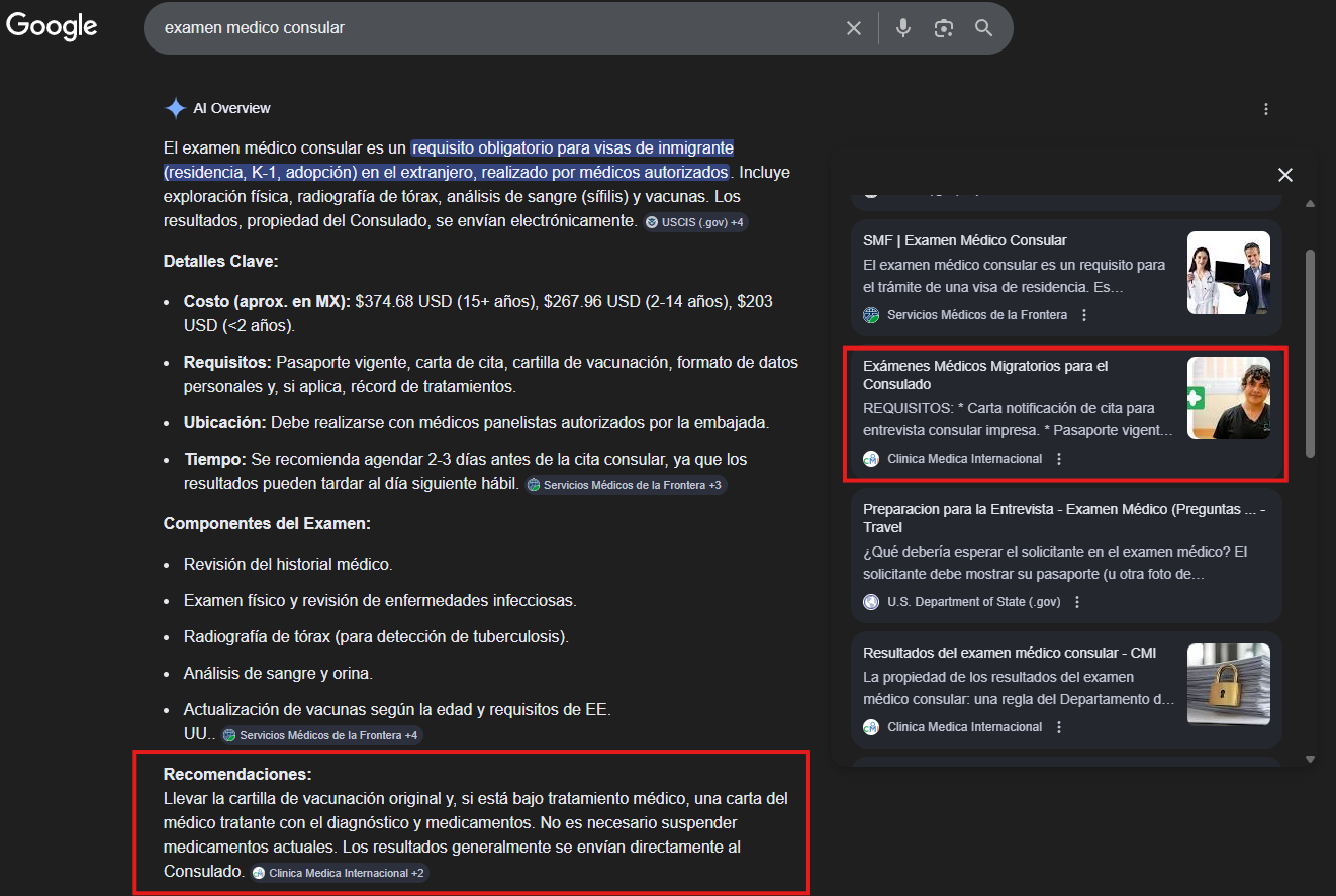 CMI search dashboard