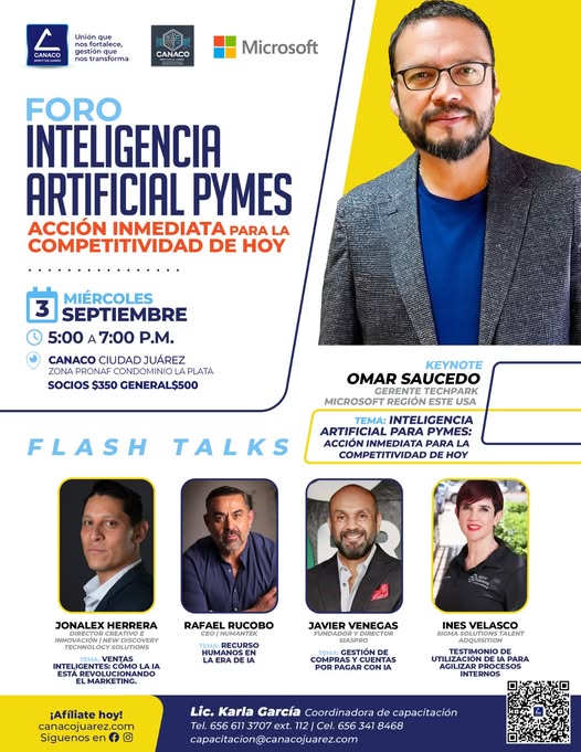 Official poster for Foro IA para PYMES at CANACO Juarez