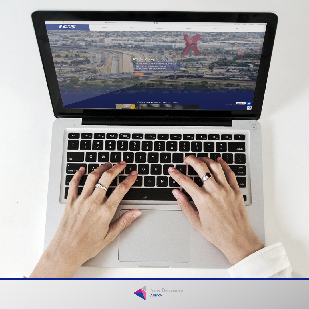 ICS website on laptop