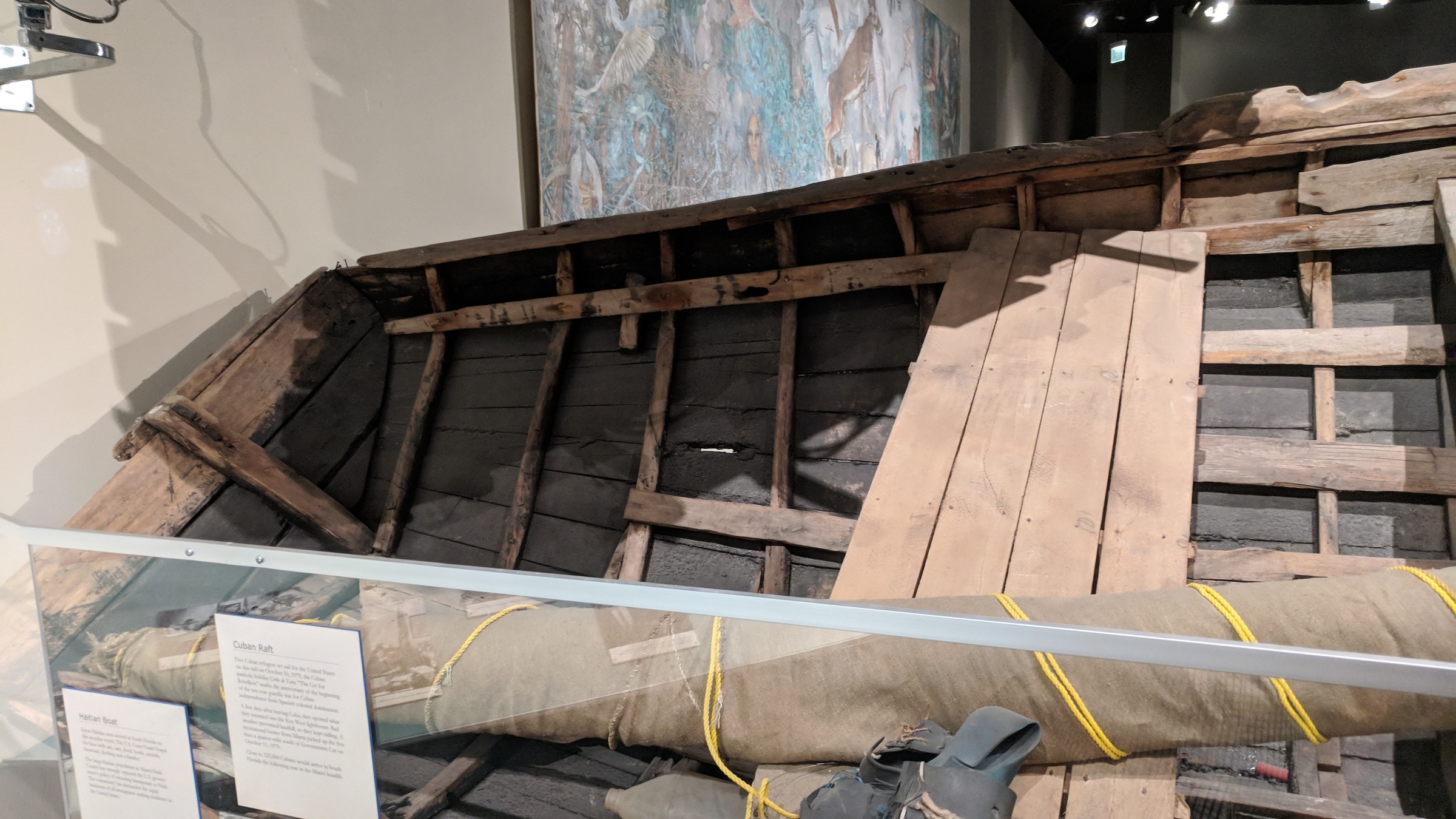 The Promise raft artifact in exhibition