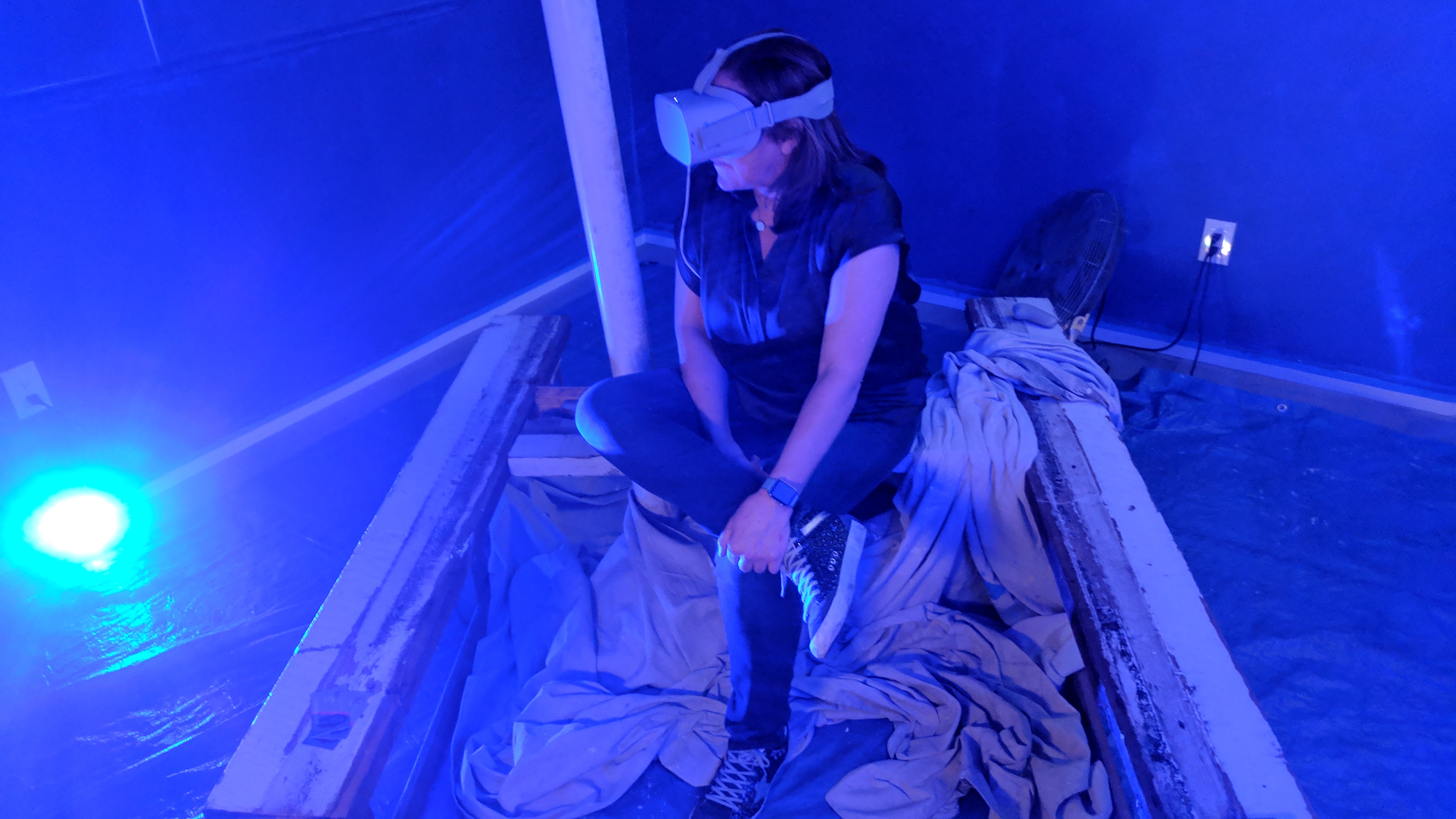 The Promise visitor using VR boat installation