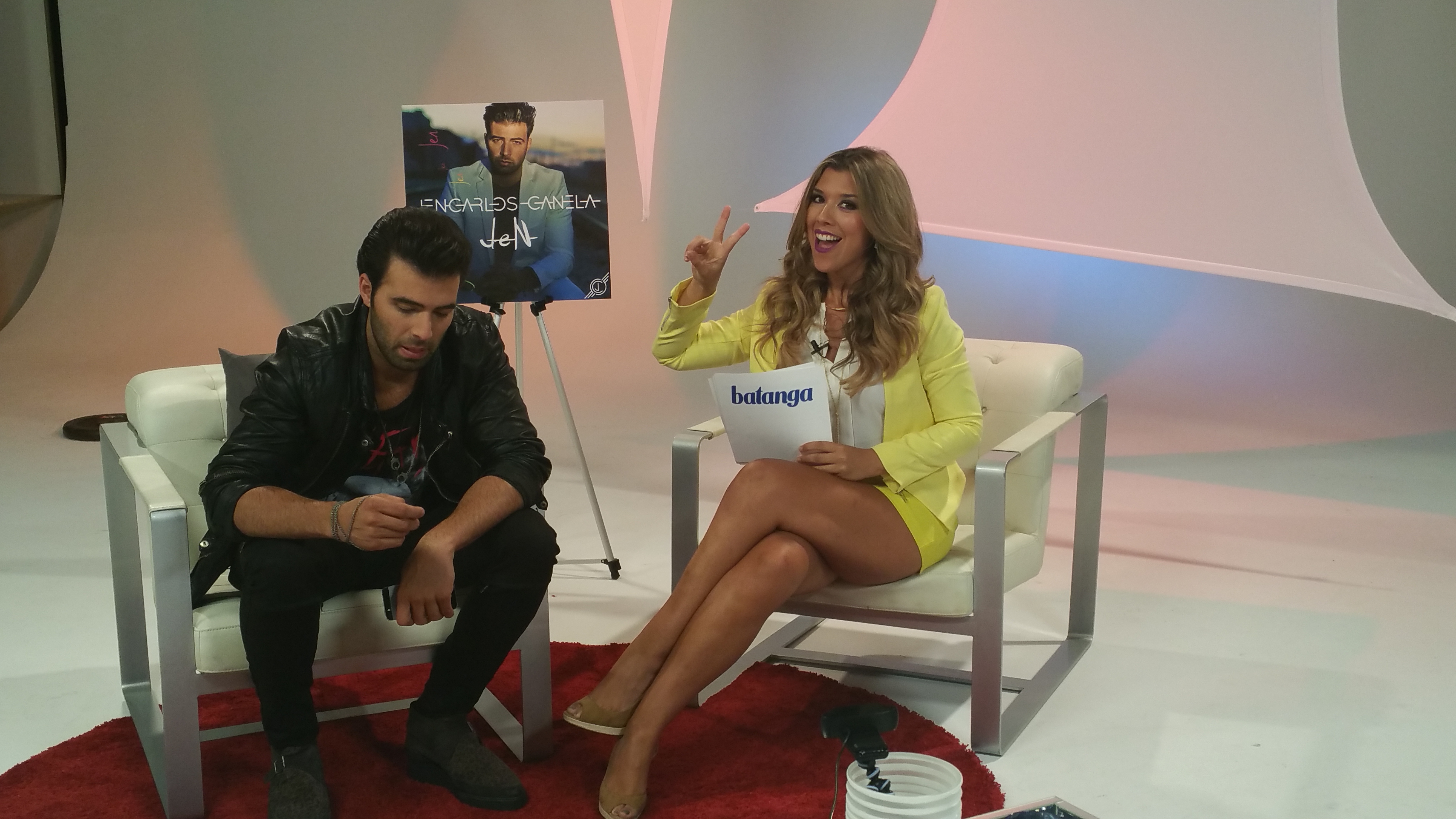 Jencarlos Canela interview in production with monitor framing