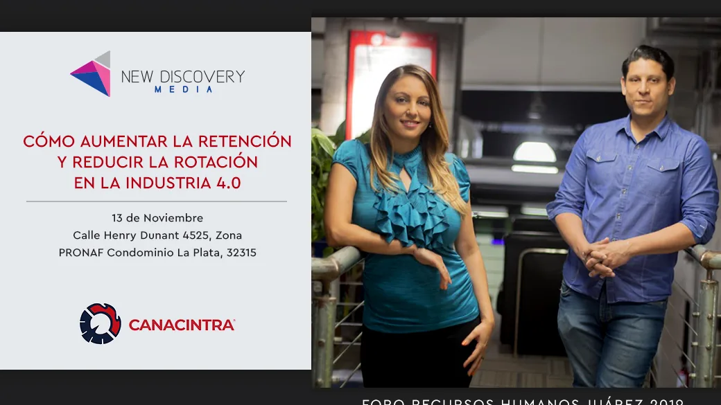 Event card for the talk, with both founders and the CANACINTRA logo